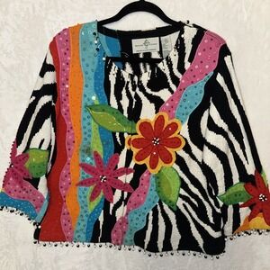 Design Options Philip & Jane Gordon Sheep Cardigan Women's L Cottagecore Artsy